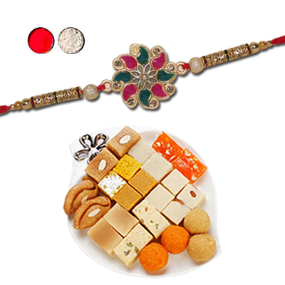 "Rakhi -  ZR-5060 A (Single Rakhi), 500gms of Assorted Sweets - Click here to View more details about this Product